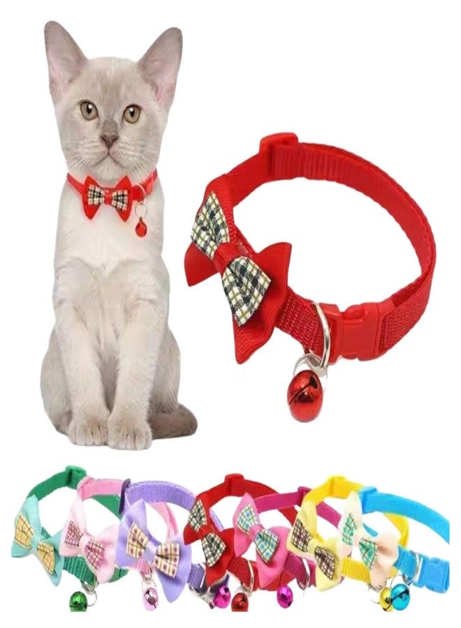 PET FUN Nylon Adjustable Cat & Dog Necklace Collar with Stylish Kitty Bow Tie & Bell | Soft, Durable & Safe Kitten & Puppies Collar with Secure Buckle & Leash Attachment Set (10mm) (Pack of 2) - Image 4